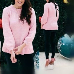 Loft Pink Ribbon Balloon Sleeve Sweater